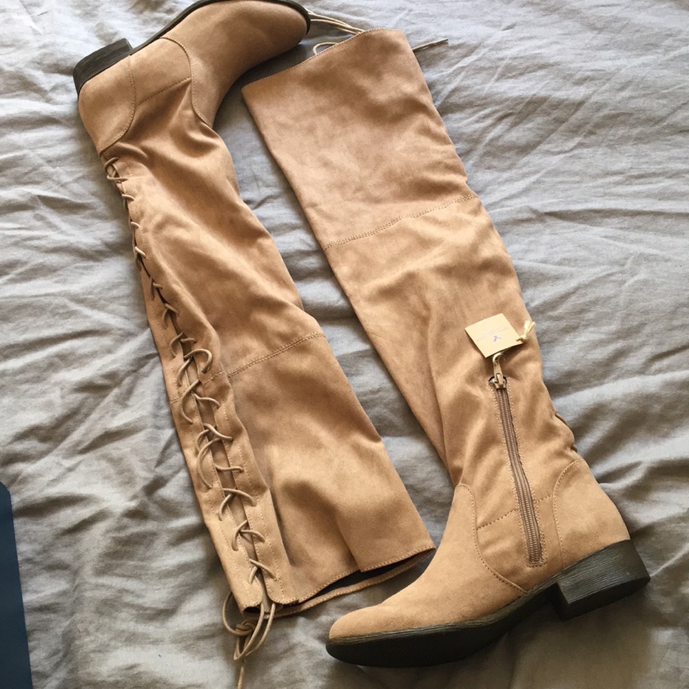 American Eagle Outfitters Tan Over the Knee Boots